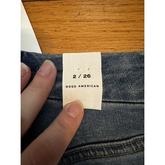 NWT Good American Good Legs Crop Skinny Jeans Womens 2/26 Distressed Stretch - Picture 9 of 9
